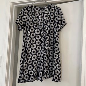 Navy daisy button front romper